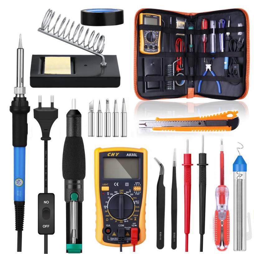 .爆款欧规美规英规电烙铁套装工具包 万用表组合可调温电烙铁