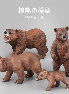 实心野生动物园模型10.5CM 棕熊 野生狗熊黑熊动物模型