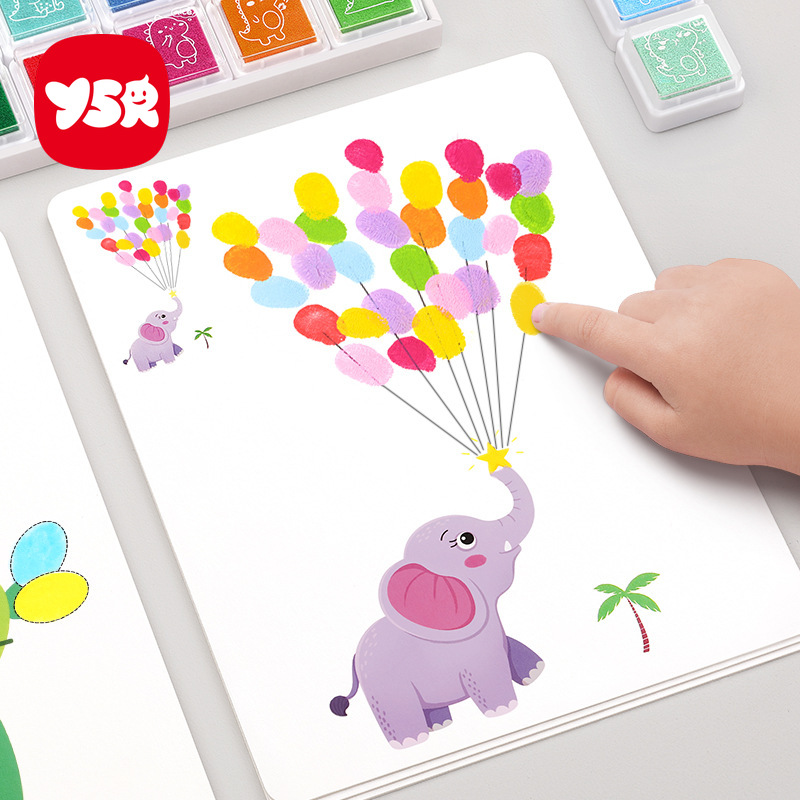 儿童手指画套装玩具画涂鸦画可水洗无毒幼儿园颜料手印手掌画印台