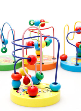 木丸子木制早教益智玩具 婴幼儿益智珠算绕珠宝宝小串珠 儿童玩具