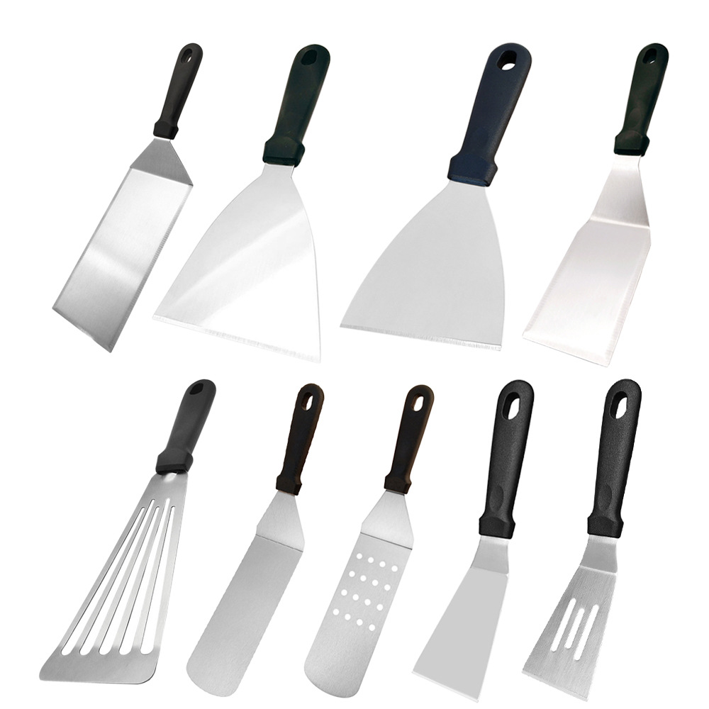 .鱼烧烤铲烘焙用具 塑料柄不锈钢小煎铲漏铲 牛排扒铲料理披萨铲