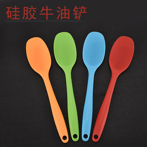 .号一体式全包手柄硅胶勺汤匙羹软头硅胶刮勺子厨房用具不粘锅勺