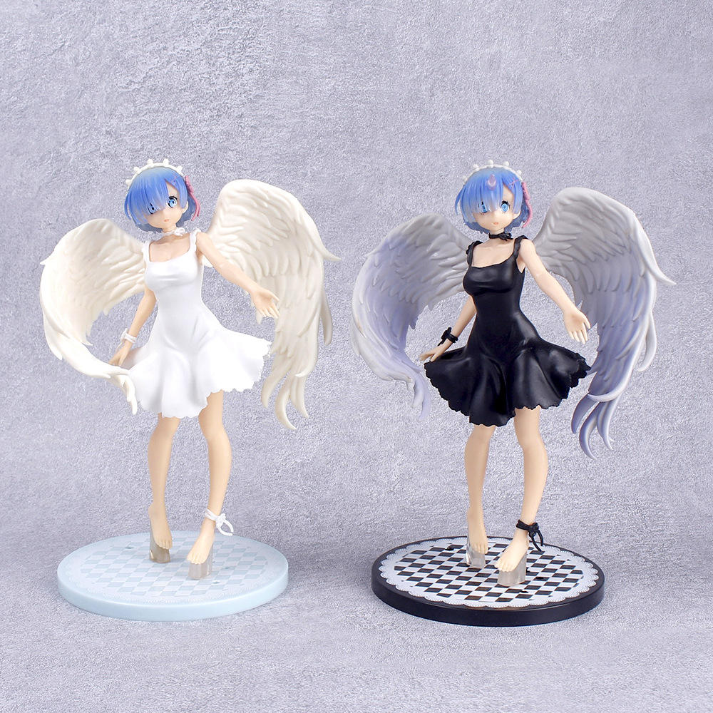 实心PVC带翅膀雷姆 天使之翼系列手办蕾姆 桌面摆件 车载公仔