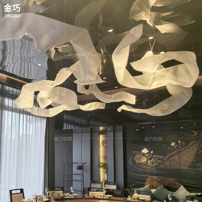 酒店大堂水晶玻璃飘带吊灯