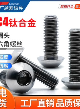 TC4钛合金螺丝平圆头内六角螺丝GB70.2元杯GR5机螺钉M3M4M5M6*16