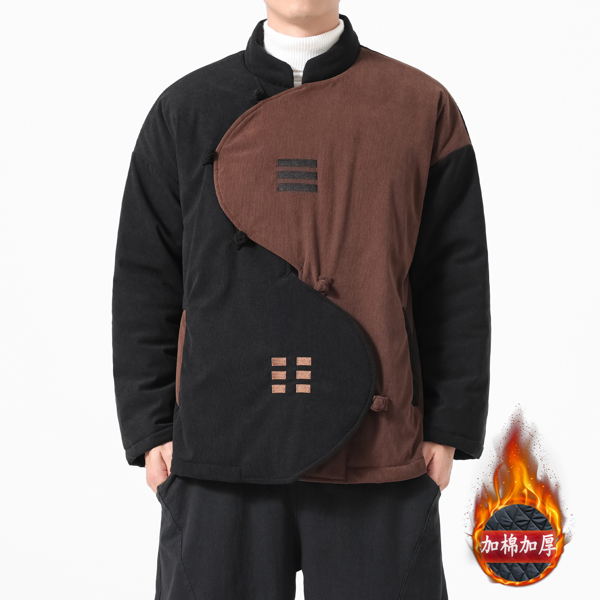 2025冬季新中式棉袄外套男加棉加厚灯芯绒保暖棉服居士服太极茶服,男装,棉衣,淘宝优惠券,粉丝福利购,淘宝优惠卷