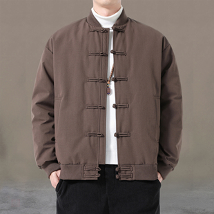 [90白鸭绒]冬季男士短款新国标羽绒服唐装中国风立领盘扣保暖外套