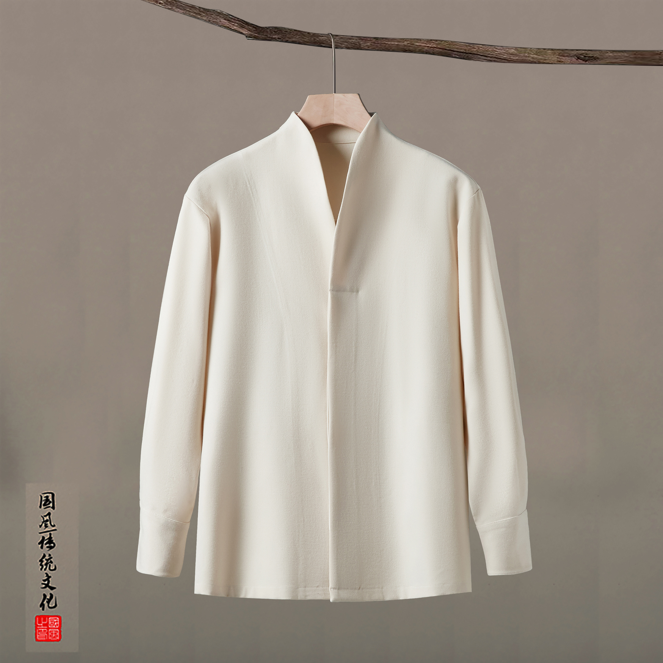 新中式改良汉服男款长袖衬衫外套