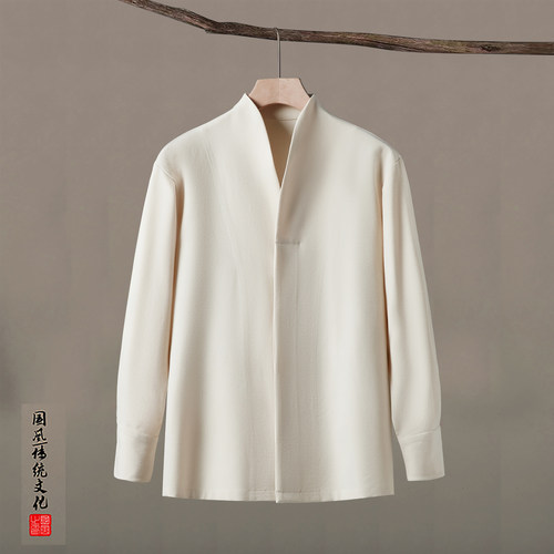 新中式改良汉服男款长袖衬衫外套