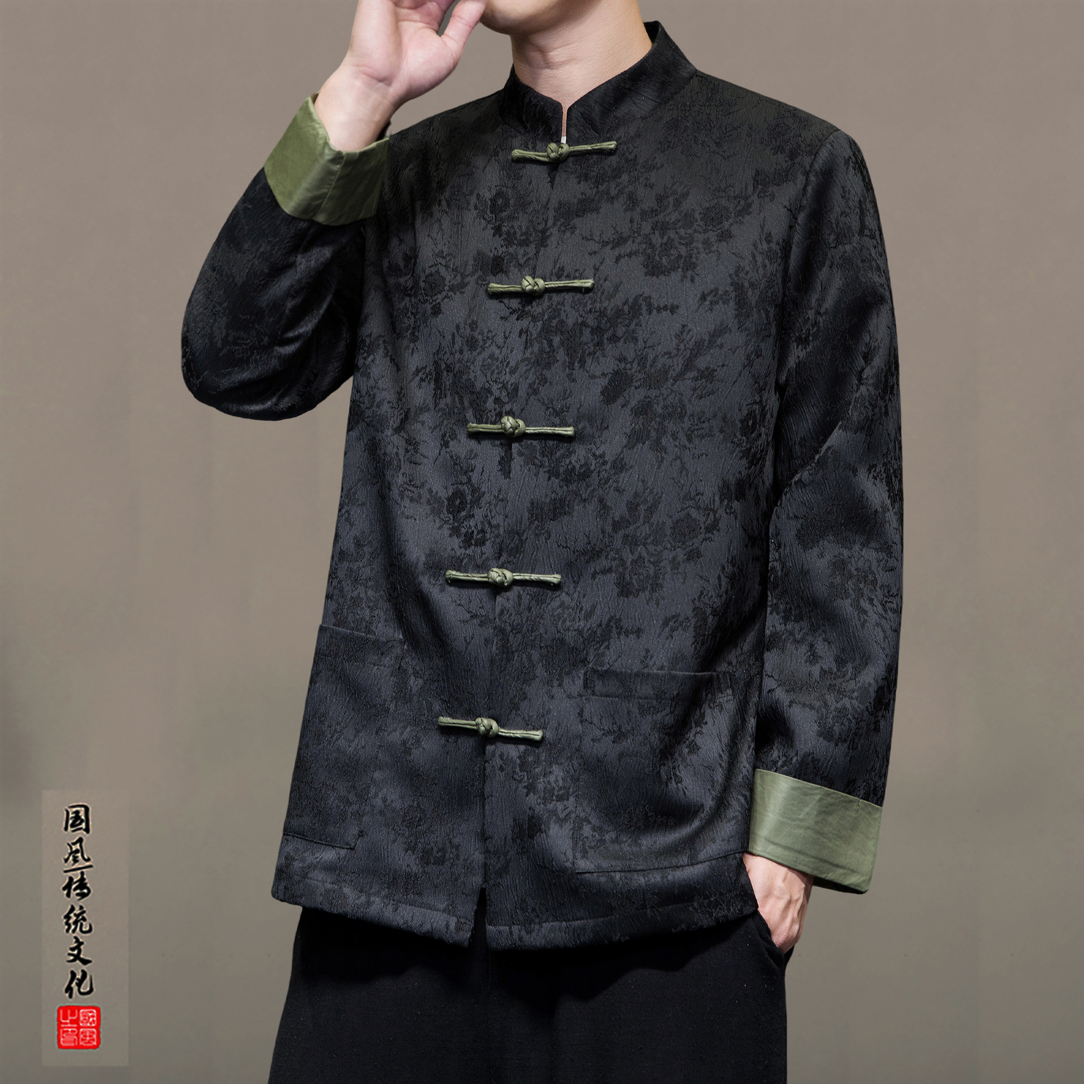 冬季中国风夹克外套男复古改良中式立领唐装汉服中山装禅茶服外衣