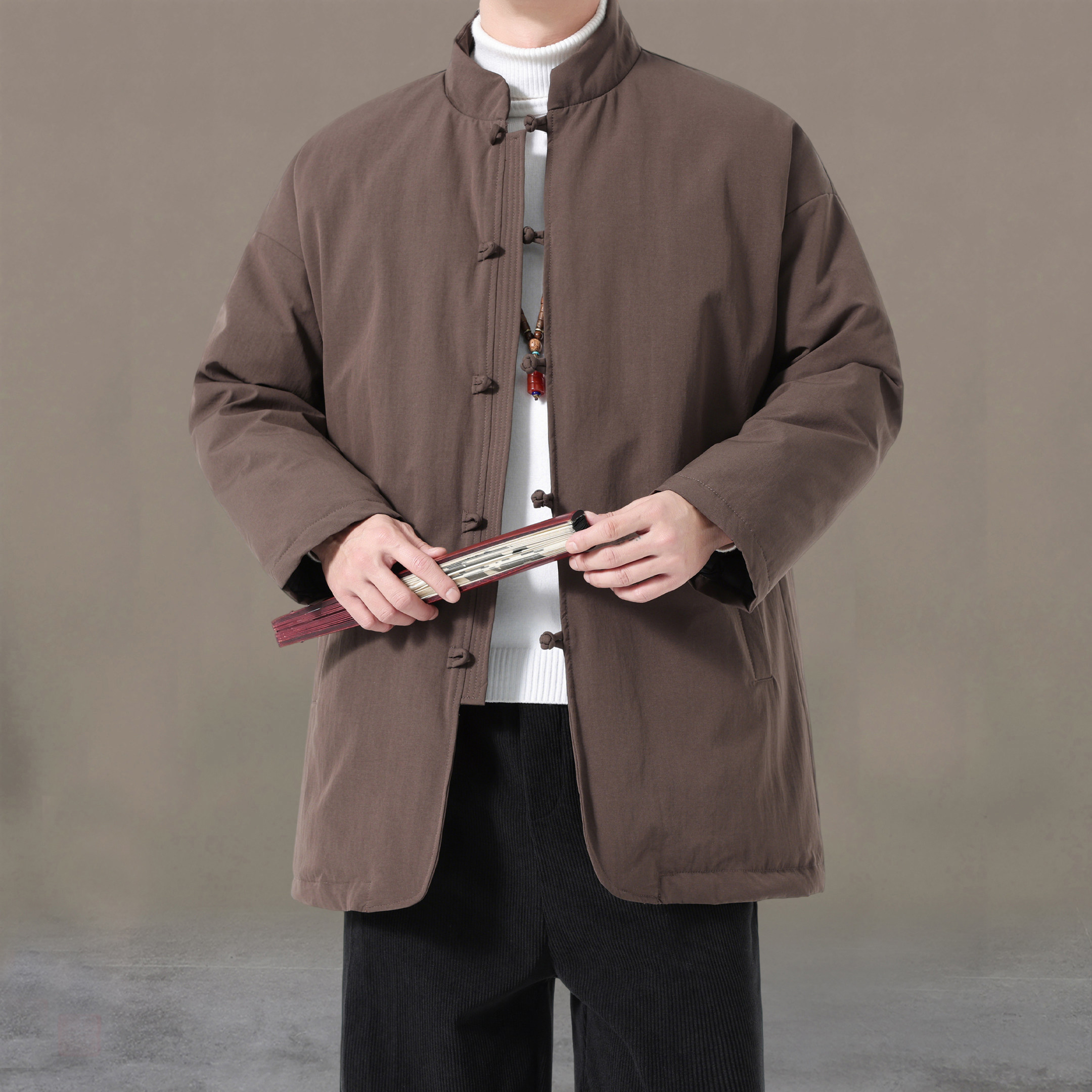 新中式复古羽绒服男款中长款唐装汉服保暖外套新国标90白鸭绒上衣