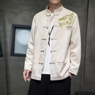 新中式中国风汉服男款刺绣夹克外套潮流唐装青年中山装复古禅服