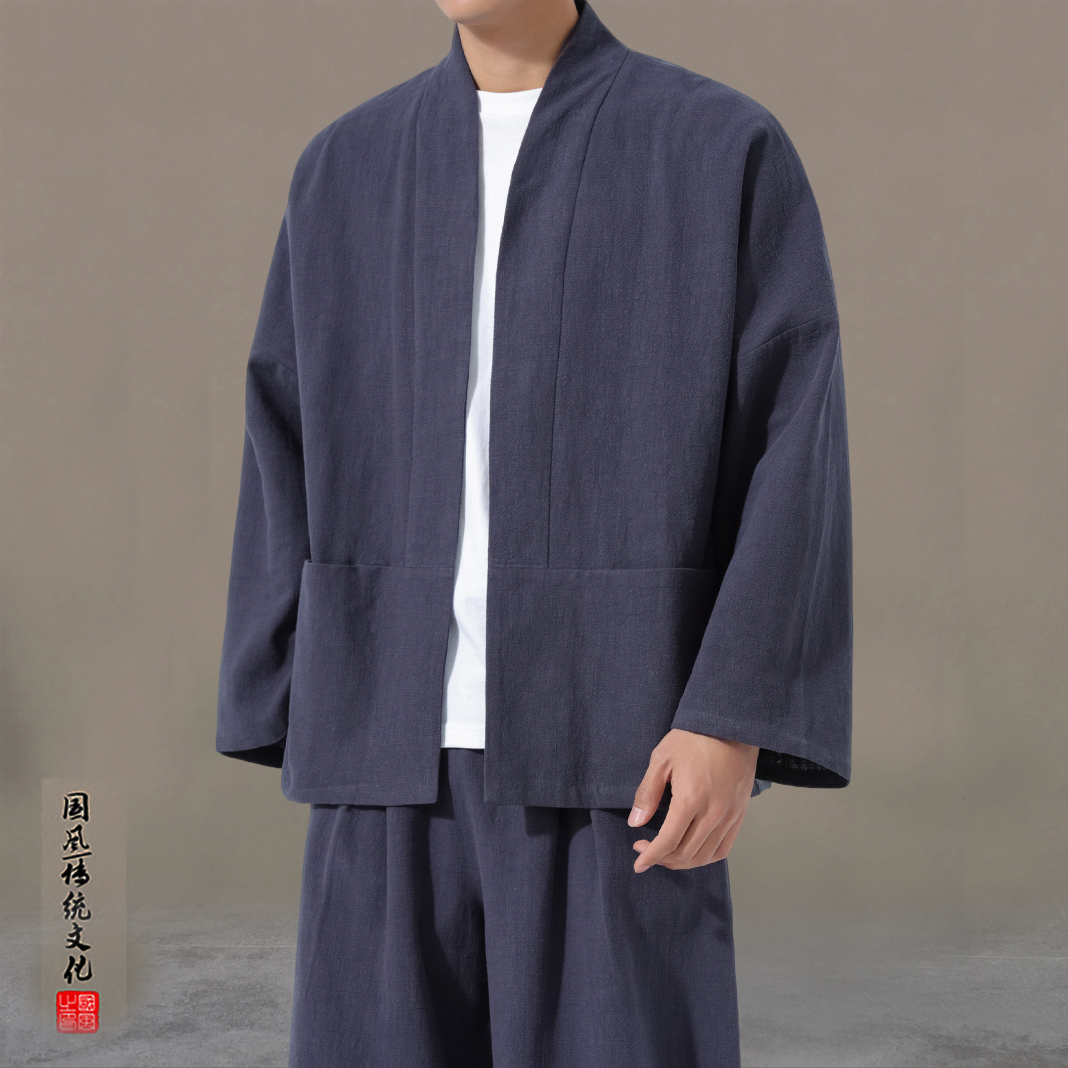 棉麻汉服男春改良唐装上衣禅茶服中式居士服长袖开衫茶艺师外套,男装,秀禾服,淘宝优惠券,粉丝福利购,淘宝优惠卷
