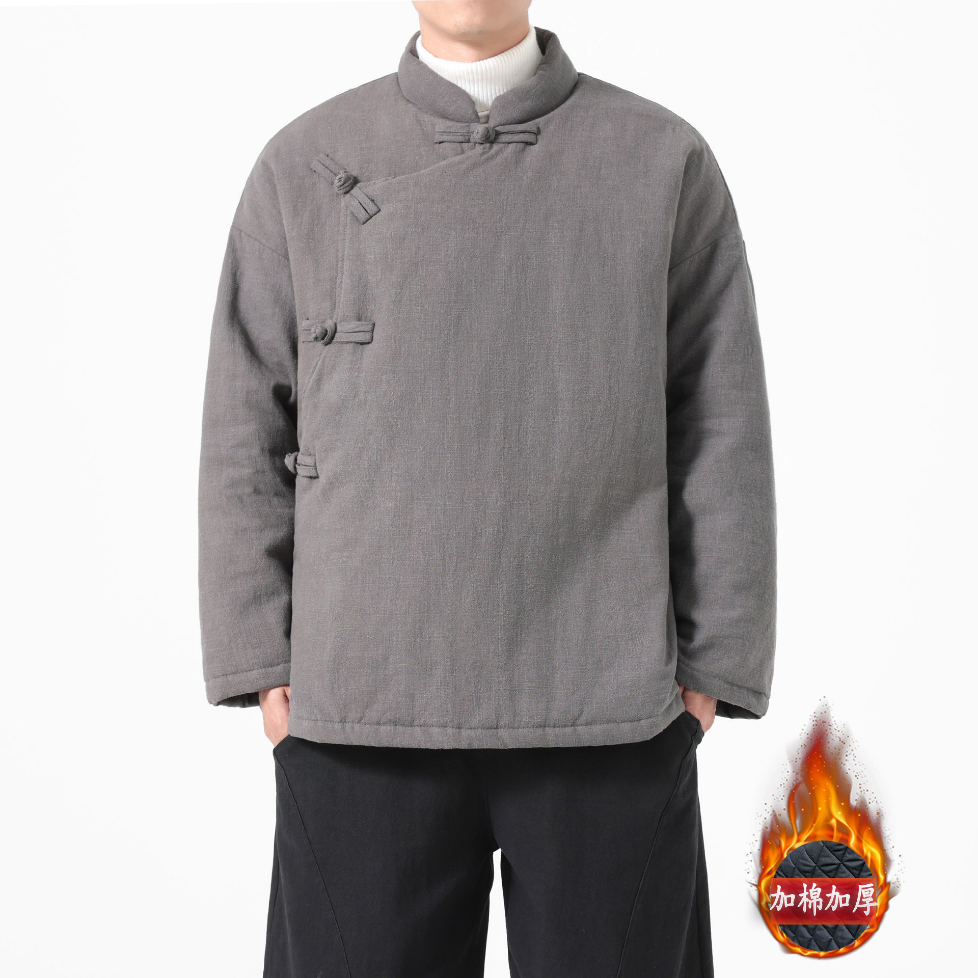 2025新款中式斜襟保暖棉服男加棉加厚唐装汉服棉衣外套居士服茶服,男装,棉衣,淘宝优惠券,粉丝福利购,淘宝优惠卷