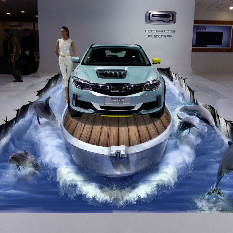 海洋船舶3D地贴立体画越野SU油画