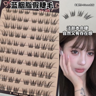 淡颜本命睫！蓝胭脂假睫毛女自然嫁接感清透毛流收尖单簇新手上镜