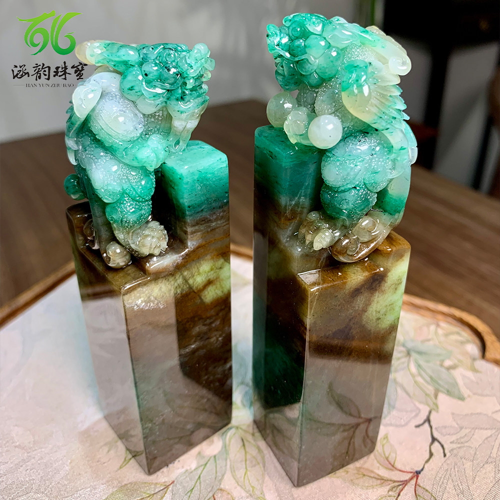 精品白天蓝独山玉貔貅印章小摆件大师俏色精雕办公桌摆设伴手礼