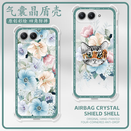 适用红米turbo5pro手机壳Redmi Turbo5Max保护套Turbo4 Pro牡丹花气囊全包k9oPromax防摔软红米Note15R海外版