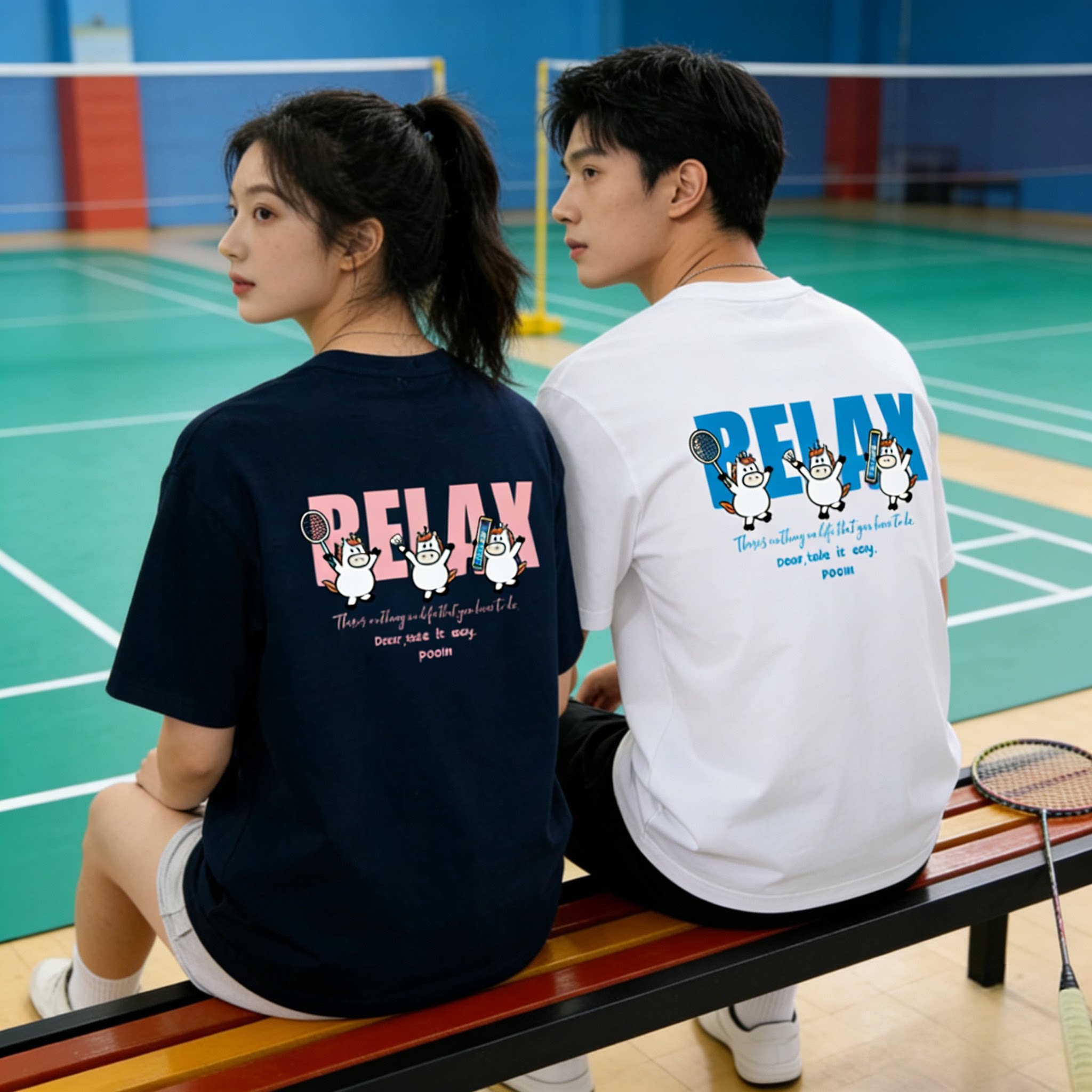 2026韩版羽毛球服短袖T恤男女文化衫球衣肌理棉感速干运动服放松