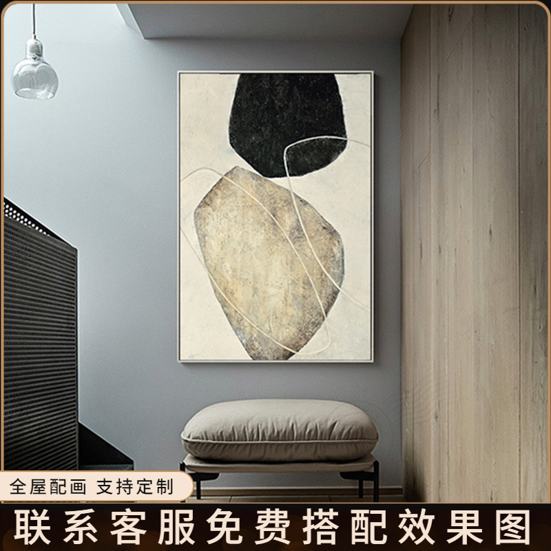 大尺寸北欧抽象装饰画轻奢大幅别墅挂画工业风黑白客餐厅玄关壁画图片