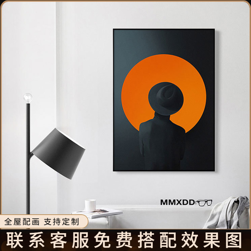 大幅北欧轻奢人物几何装饰画美式别墅工业风极简画客餐厅玄关挂画图片