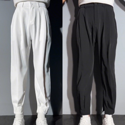 欧货夏季男士薄料纯色拉链休闲裤