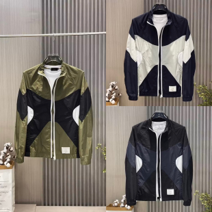 2198纯色棒球服外套男春夏新款 立领休闲撞色防晒服潮牌夹克男 时尚