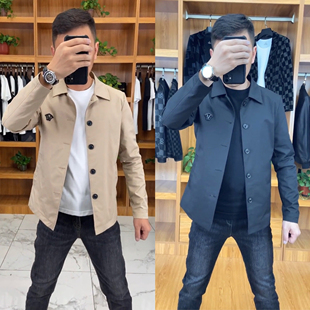 2026春季新款翻领休闲夹克黑色长袖西装外套男外穿简单百搭春装