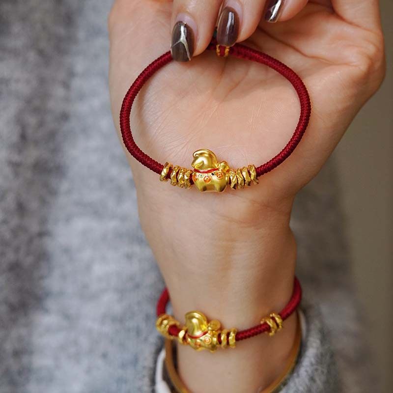 ZJ珠宝足金999黄金马上有钱转运珠手链本命年手绳手串新年礼物女,珠宝/钻石/翡翠,黄金镶钻手链,淘宝优惠券,粉丝福利购,淘宝优惠卷