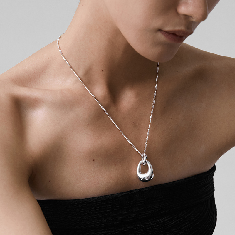 ewest艺未毛衣链银项链女锁骨链