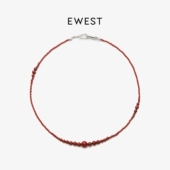 迷你南红玛瑙串珠项链女秋冬红色原创长款 EWEST 新款 本命年毛衣链