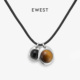 EWEST 虎眼石黑玛瑙双色宝石毛衣链吊坠女轻奢高级感项链原创项坠