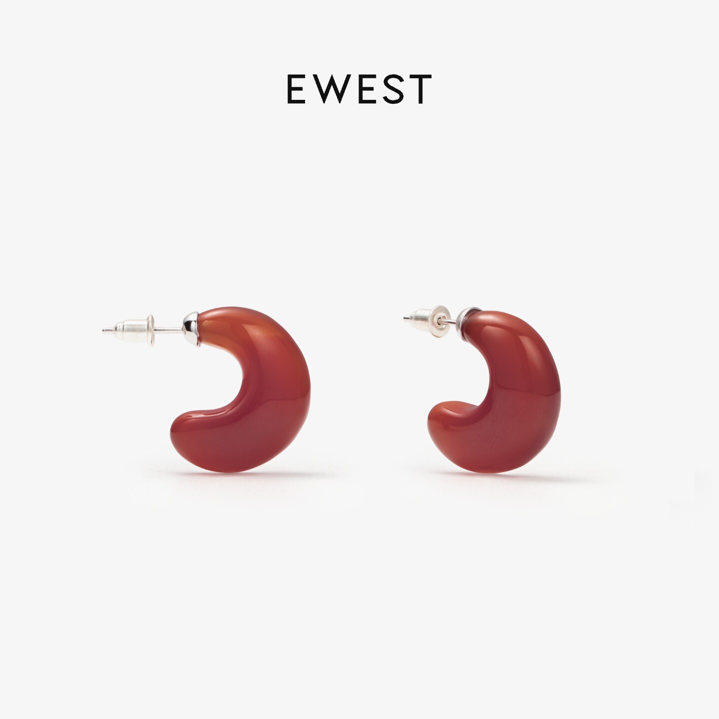 EWEST 新品红玛瑙耳环女士独特漂亮耳钉新中式高级感原创耳饰耳坠