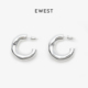 EWEST 新款 FLOW素银曲线中耳圈秋冬女小众设计感素圈耳环圈圈耳钉