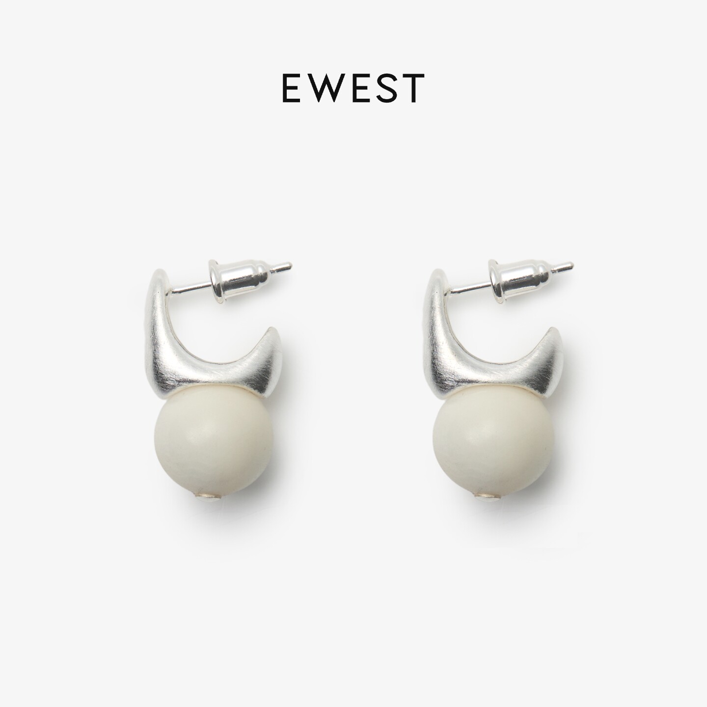 EWEST 新款象牙果耳钉女耳环高级原创轻奢设计感百搭秋冬白色耳饰,饰品/流行首饰/时尚饰品新,耳钉,淘宝优惠券,粉丝福利购,淘宝优惠卷