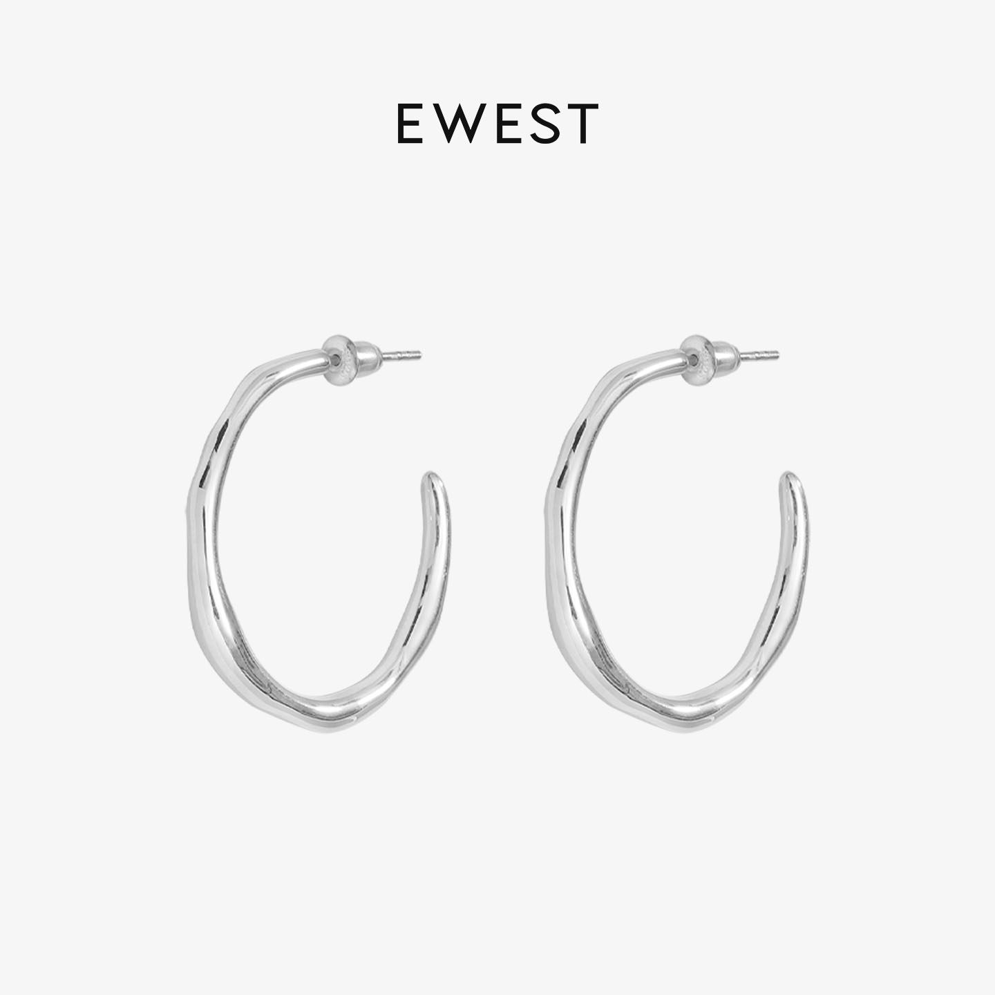 EWEST 高级素圈适合的耳环女小众耳圈纯银耳饰原创设计感耳钉耳坠