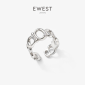EWEST 高级 开口戒指女小众镂空尾戒纯银设计感小指中指食指戒个性