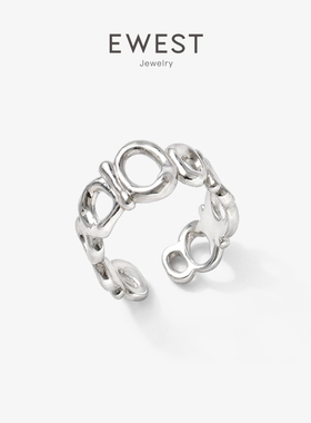 EWEST开口戒指女小众镂空尾戒纯银设计感小指中指食指戒个性高级
