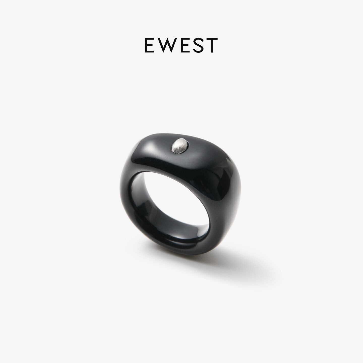 EWEST 新品黑玛瑙戒指女东陵玉简约设计尾戒高级感小指中指食指戒