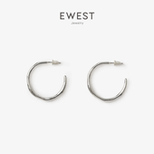 EWEST 高级素圈适合秋冬 耳环女小众耳圈纯银耳饰设计感耳钉耳坠