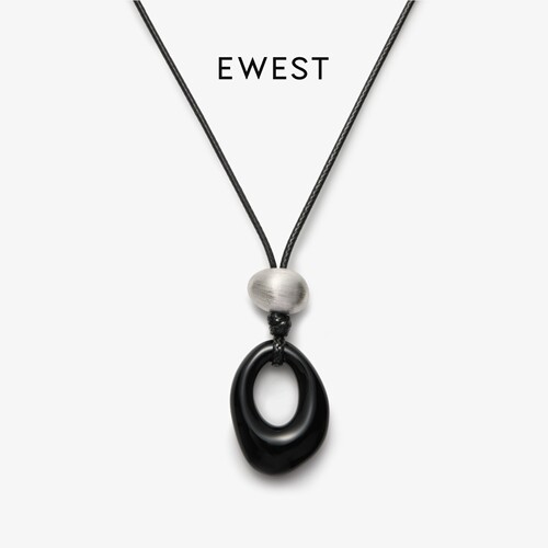 EWEST 黑玛瑙吊坠女项坠黑色颈链原创项链简约首饰小众锁骨链项饰