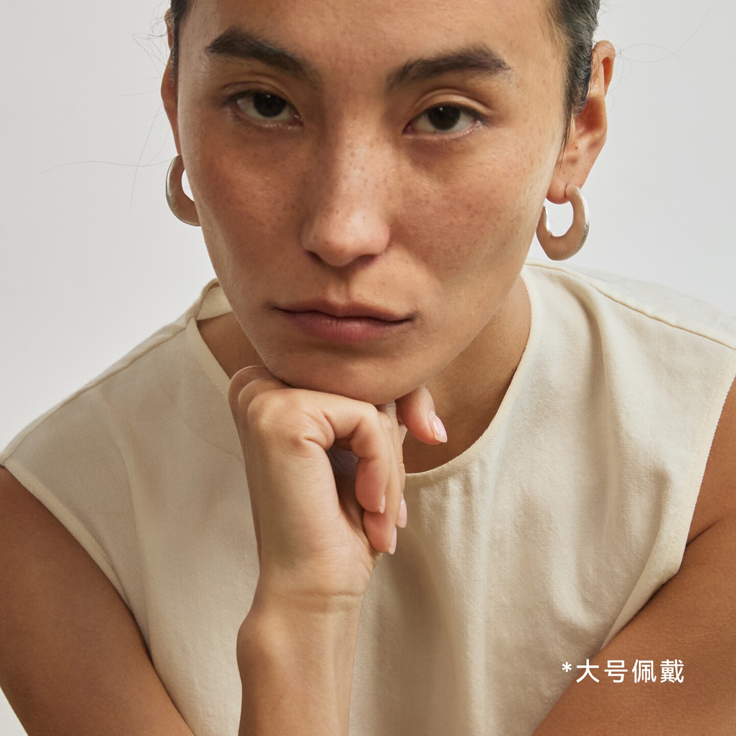 EWEST 新品拉丝耳环925纯银女新款简约素圈高级耳钉小众原创耳饰