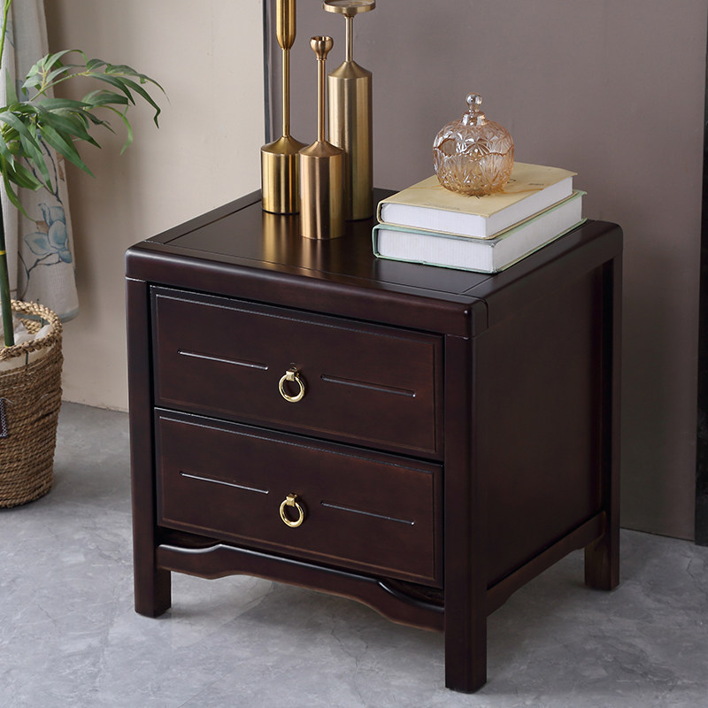 新中式床头柜实木创意小边几紫檀色整装简约现代卧室储物床边柜子