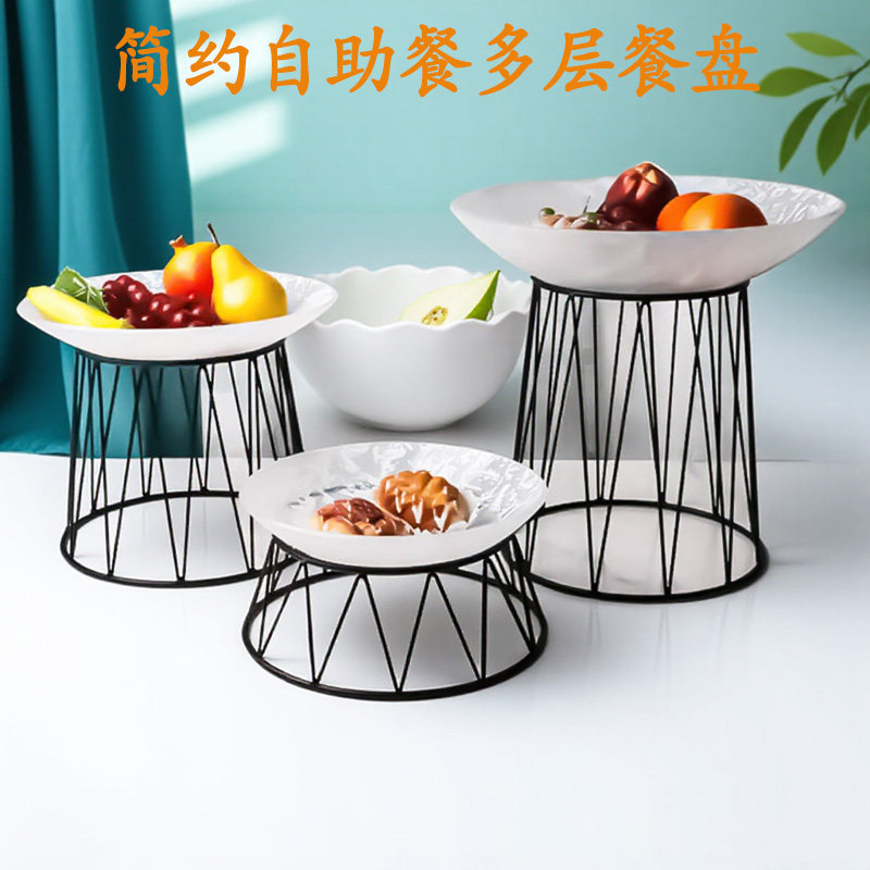 自助餐甜品台展示架冷餐器皿摆件茶歇摆台创意陈列水果沙拉盘商用