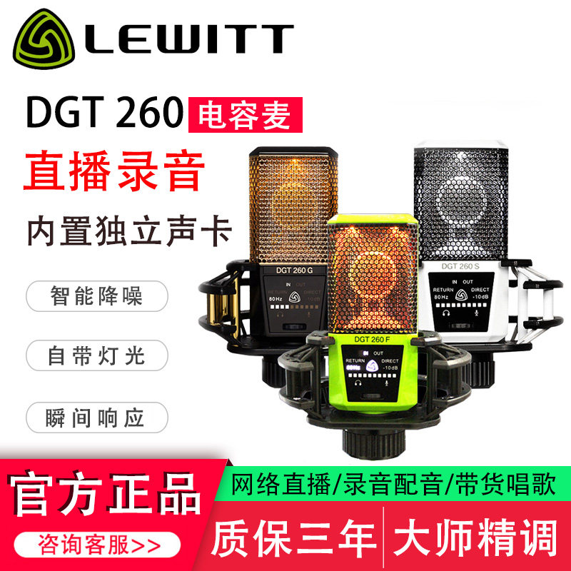 莱维特DGT260电容麦克风内置独立声卡唱歌直播话筒专用设备全套