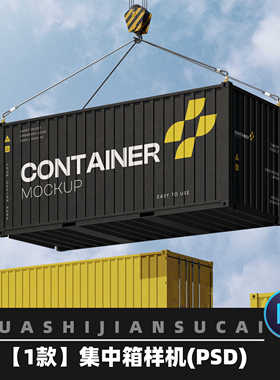 F205货物集装箱VI效果图展示PS智能贴图样机设计素材样机模板PSD