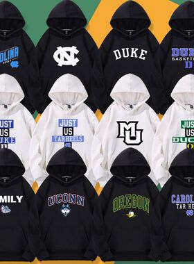 篮球ncaa连帽卫衣训练衣服北卡杜克duke俄勒冈大学uconn球衣外套