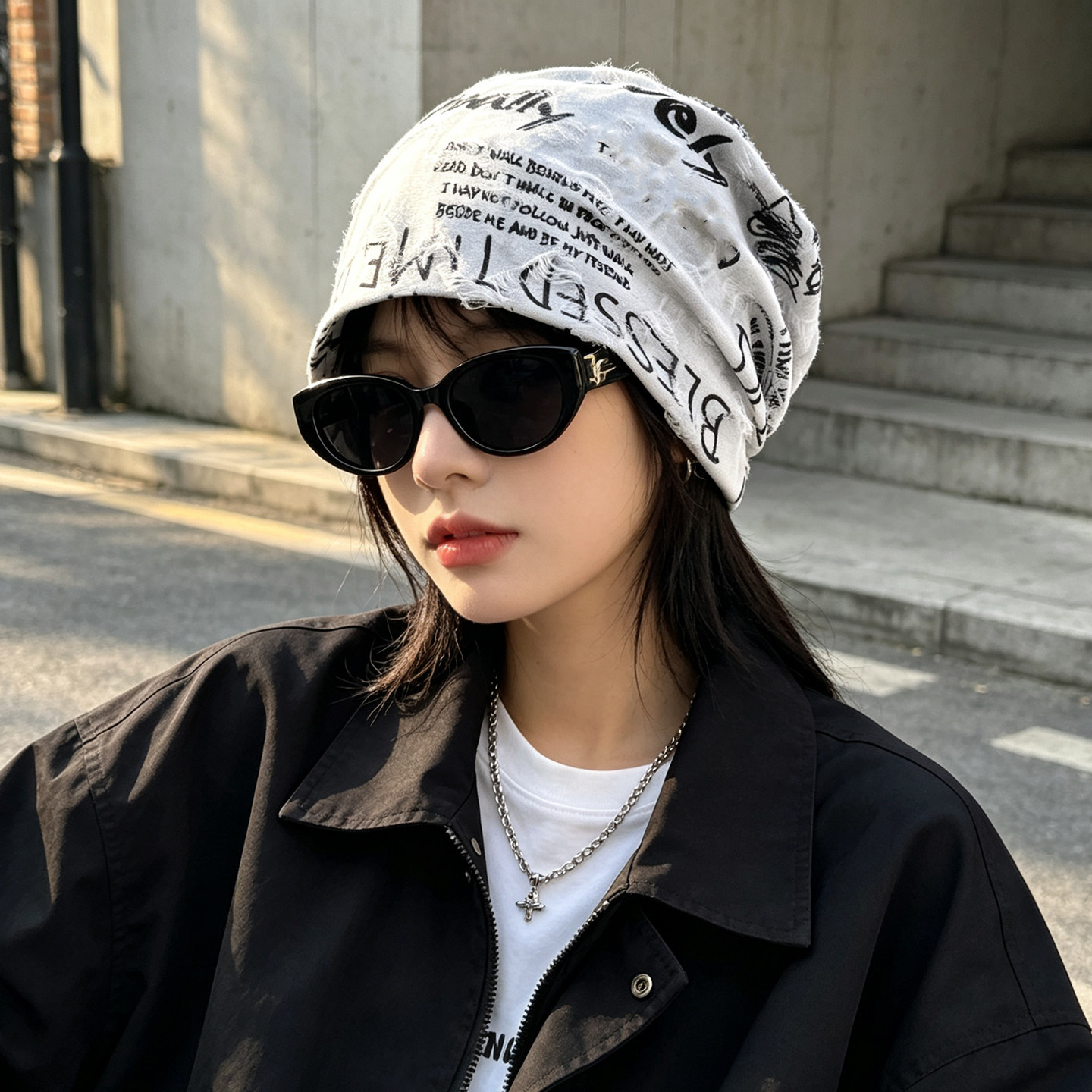 嘻哈包头帽女潮酷套头帽韩版堆堆帽流苏个性薄款街舞帽子街头男士