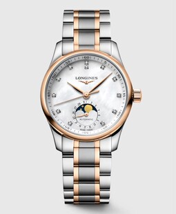 浪琴Longines瑞士名匠镶钻日历月相钢带机械女手表L2.409.5.89.7