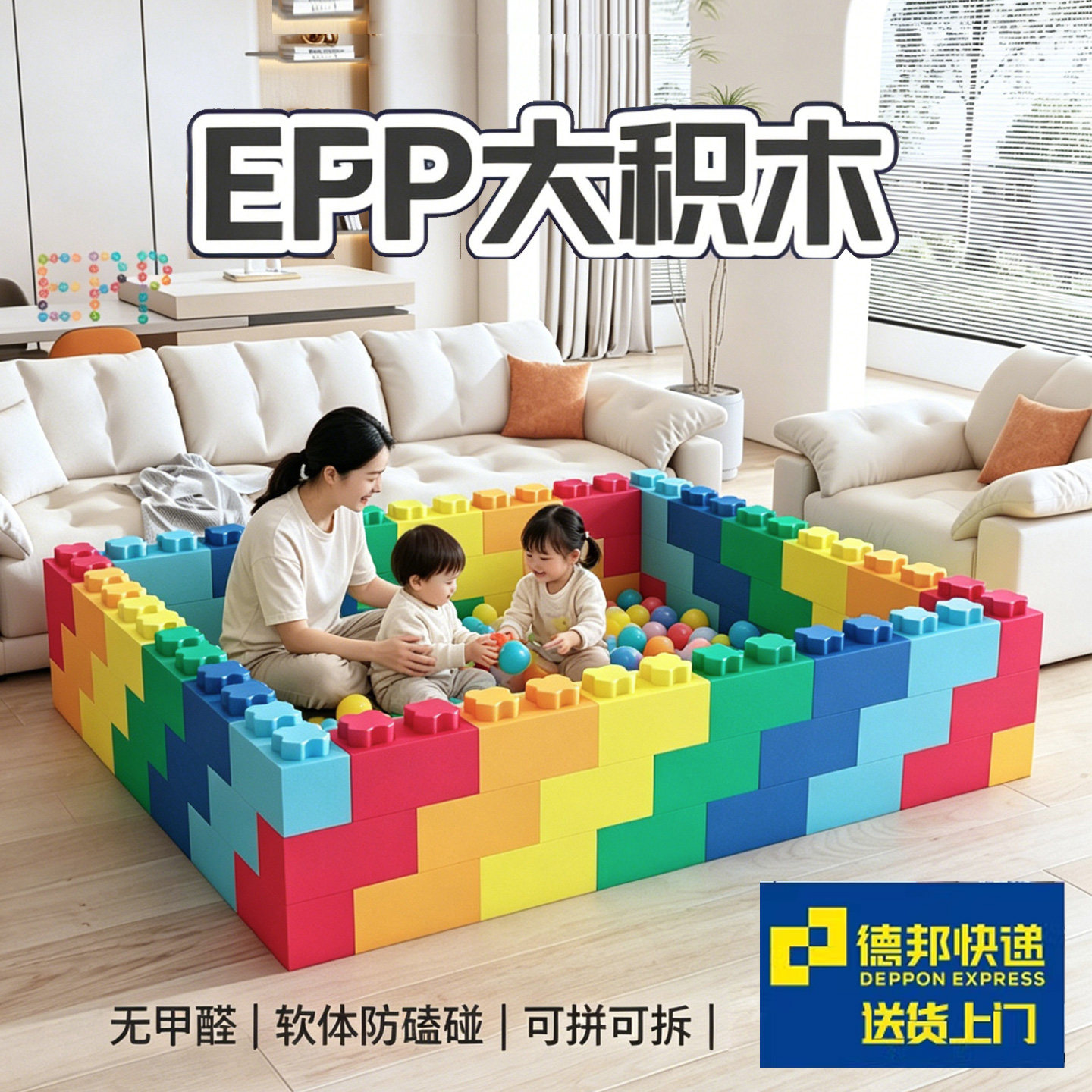 儿童epp泡沫积木砖块围栏游乐场幼儿乐园大号软体拼插搭建房子墙